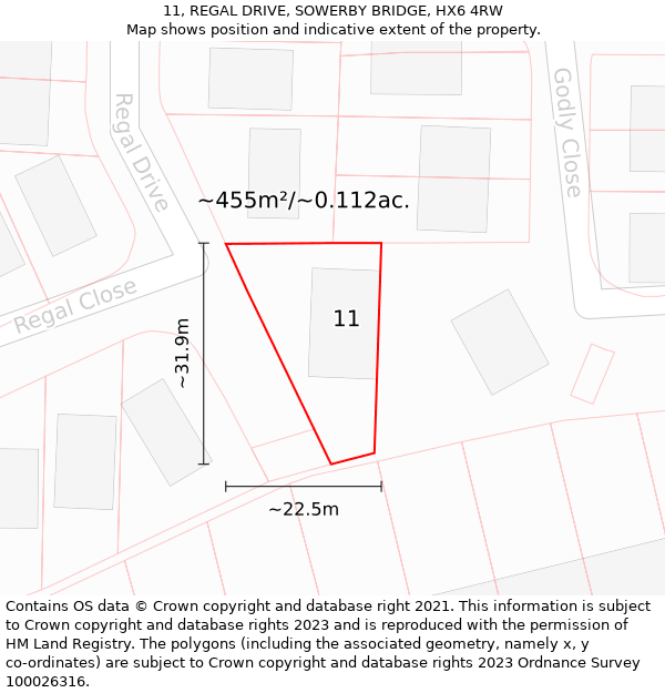 11, REGAL DRIVE, SOWERBY BRIDGE, HX6 4RW: Plot and title map