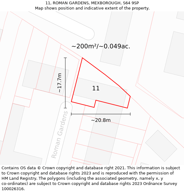 11, ROMAN GARDENS, MEXBOROUGH, S64 9SP: Plot and title map