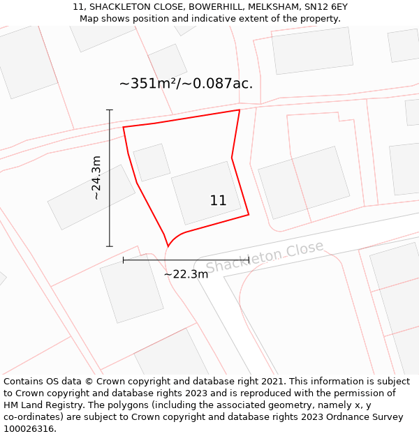 11, SHACKLETON CLOSE, BOWERHILL, MELKSHAM, SN12 6EY: Plot and title map