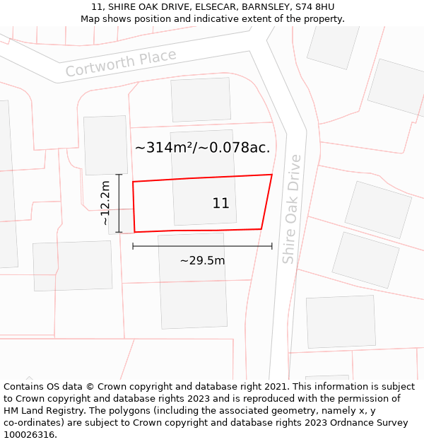 11, SHIRE OAK DRIVE, ELSECAR, BARNSLEY, S74 8HU: Plot and title map