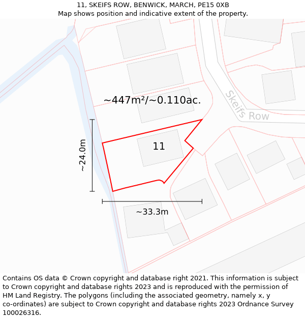 11, SKEIFS ROW, BENWICK, MARCH, PE15 0XB: Plot and title map