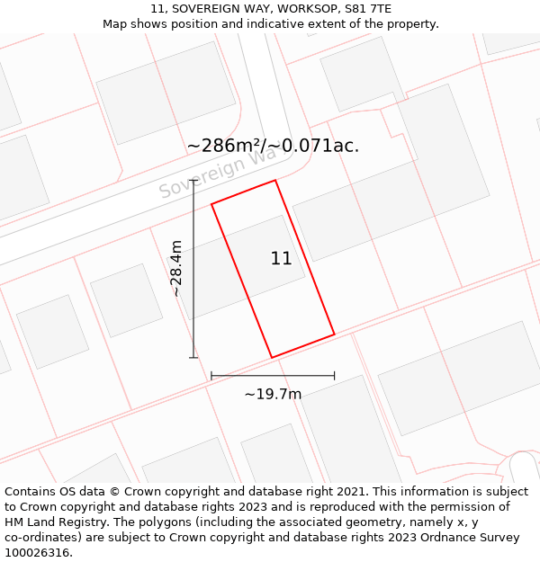 11, SOVEREIGN WAY, WORKSOP, S81 7TE: Plot and title map