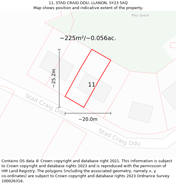 11, STAD CRAIG DDU, LLANON, SY23 5AQ: Plot and title map