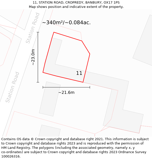 11, STATION ROAD, CROPREDY, BANBURY, OX17 1PS: Plot and title map