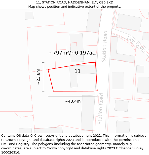 11, STATION ROAD, HADDENHAM, ELY, CB6 3XD: Plot and title map