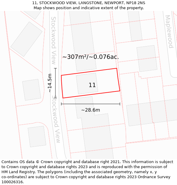 11, STOCKWOOD VIEW, LANGSTONE, NEWPORT, NP18 2NS: Plot and title map