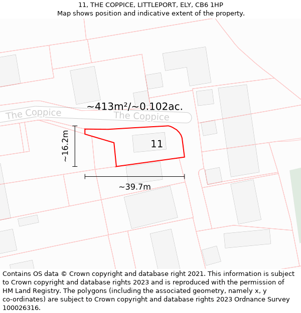 11, THE COPPICE, LITTLEPORT, ELY, CB6 1HP: Plot and title map