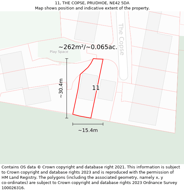 11, THE COPSE, PRUDHOE, NE42 5DA: Plot and title map