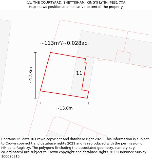 11, THE COURTYARD, SNETTISHAM, KING'S LYNN, PE31 7XA: Plot and title map