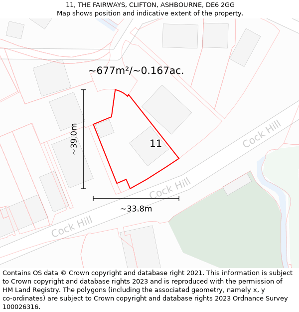 11, THE FAIRWAYS, CLIFTON, ASHBOURNE, DE6 2GG: Plot and title map