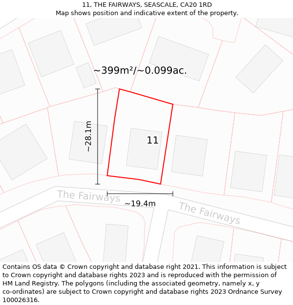 11, THE FAIRWAYS, SEASCALE, CA20 1RD: Plot and title map