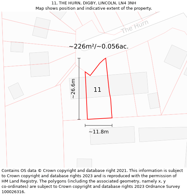 11, THE HURN, DIGBY, LINCOLN, LN4 3NH: Plot and title map