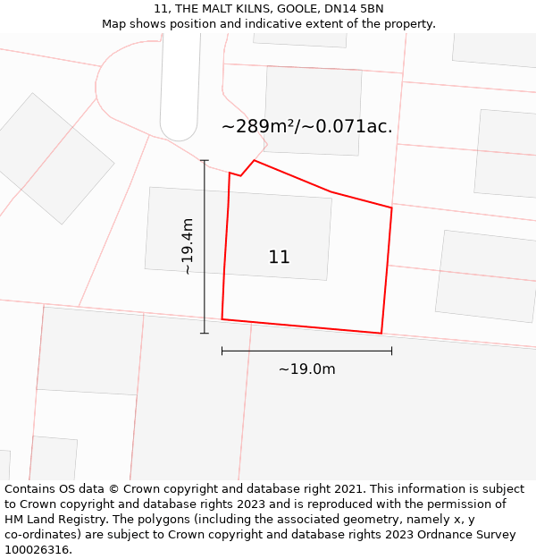 11, THE MALT KILNS, GOOLE, DN14 5BN: Plot and title map