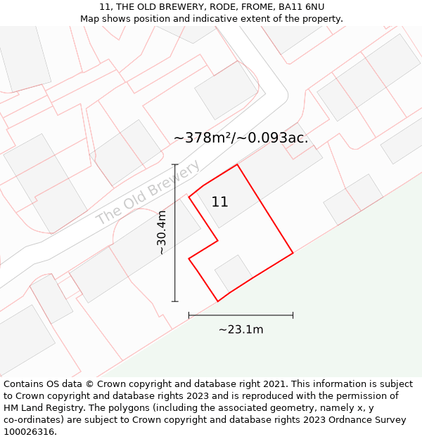 11, THE OLD BREWERY, RODE, FROME, BA11 6NU: Plot and title map