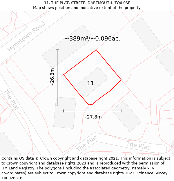 11, THE PLAT, STRETE, DARTMOUTH, TQ6 0SE: Plot and title map