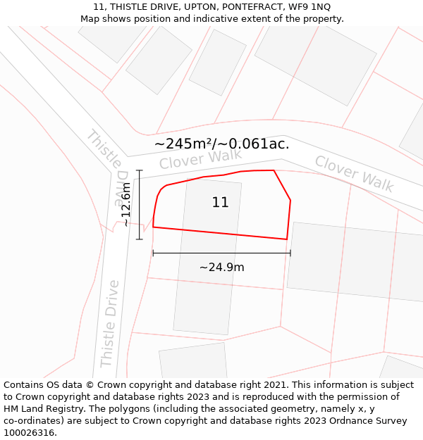 11, THISTLE DRIVE, UPTON, PONTEFRACT, WF9 1NQ: Plot and title map