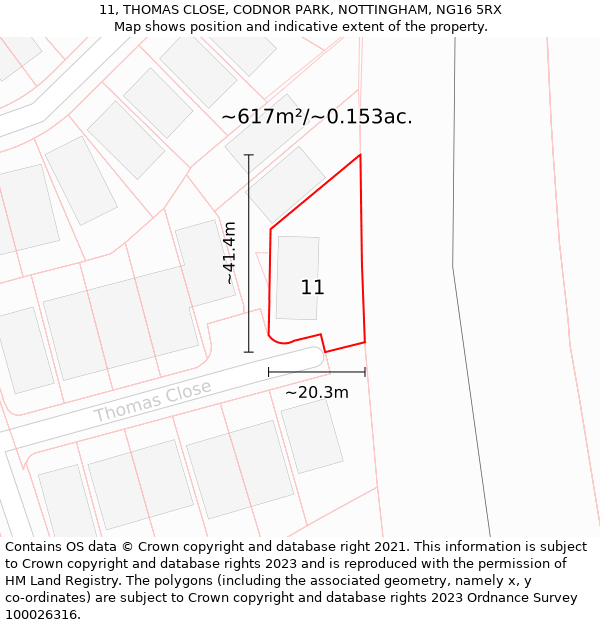 11, THOMAS CLOSE, CODNOR PARK, NOTTINGHAM, NG16 5RX: Plot and title map