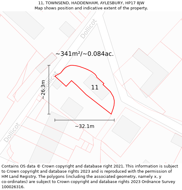 11, TOWNSEND, HADDENHAM, AYLESBURY, HP17 8JW: Plot and title map