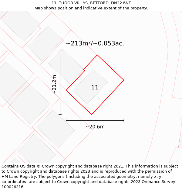 11, TUDOR VILLAS, RETFORD, DN22 6NT: Plot and title map