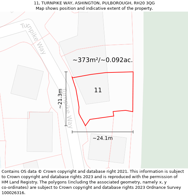 11, TURNPIKE WAY, ASHINGTON, PULBOROUGH, RH20 3QG: Plot and title map