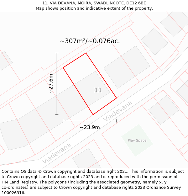 11, VIA DEVANA, MOIRA, SWADLINCOTE, DE12 6BE: Plot and title map