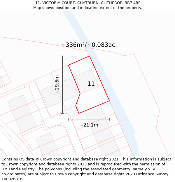 11, VICTORIA COURT, CHATBURN, CLITHEROE, BB7 4BF: Plot and title map