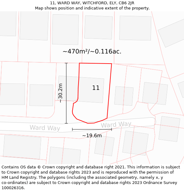 11, WARD WAY, WITCHFORD, ELY, CB6 2JR: Plot and title map