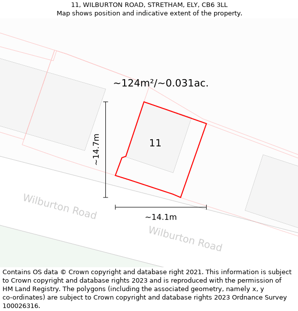 11, WILBURTON ROAD, STRETHAM, ELY, CB6 3LL: Plot and title map