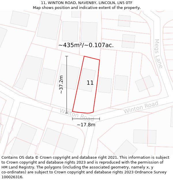 11, WINTON ROAD, NAVENBY, LINCOLN, LN5 0TF: Plot and title map