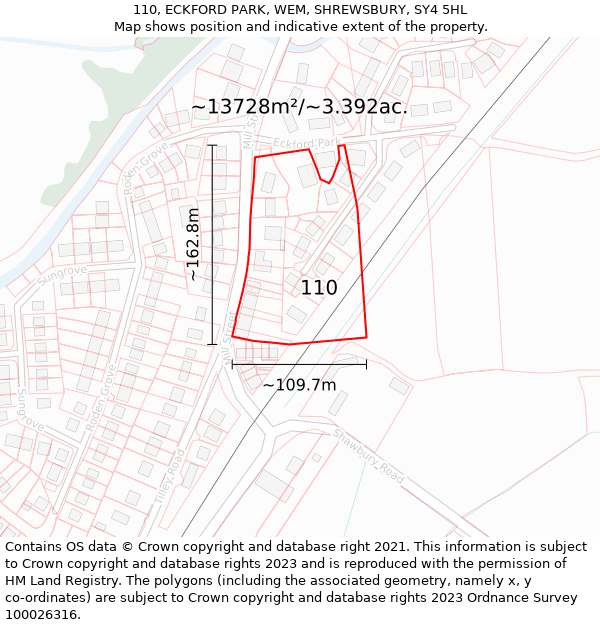 110, ECKFORD PARK, WEM, SHREWSBURY, SY4 5HL: Plot and title map