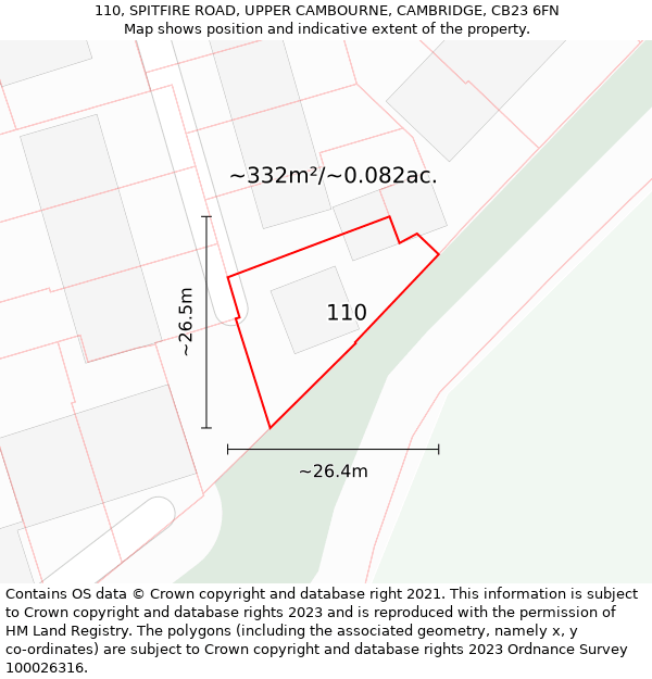 110, SPITFIRE ROAD, UPPER CAMBOURNE, CAMBRIDGE, CB23 6FN: Plot and title map