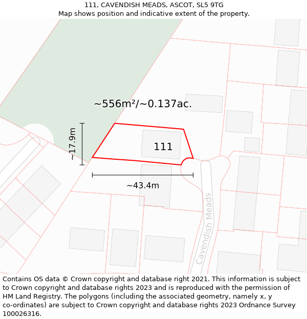 111, CAVENDISH MEADS, ASCOT, SL5 9TG: Plot and title map