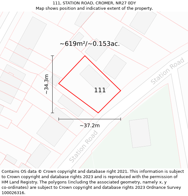 111, STATION ROAD, CROMER, NR27 0DY: Plot and title map