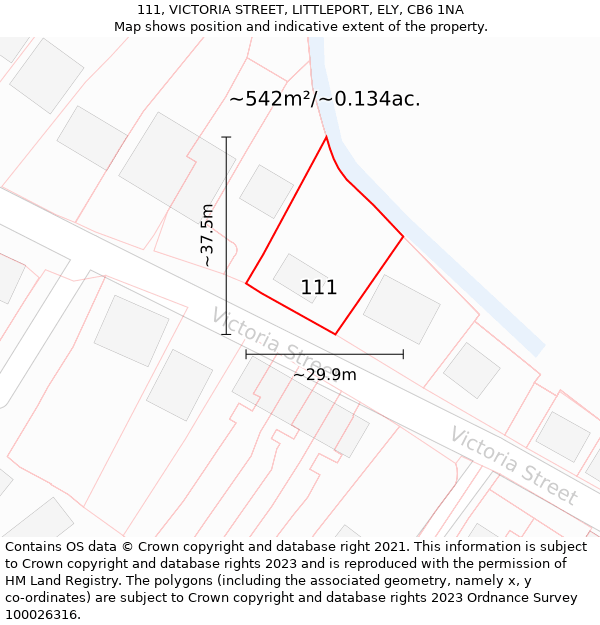 111, VICTORIA STREET, LITTLEPORT, ELY, CB6 1NA: Plot and title map