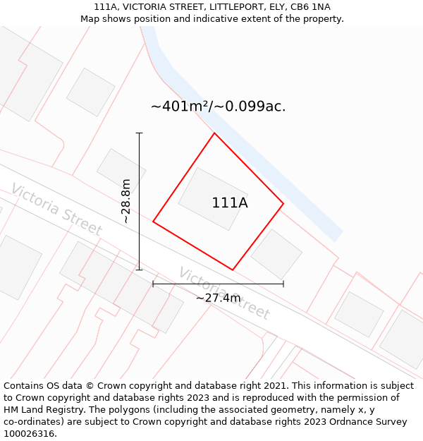 111A, VICTORIA STREET, LITTLEPORT, ELY, CB6 1NA: Plot and title map