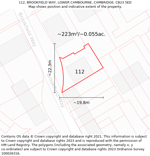 112, BROOKFIELD WAY, LOWER CAMBOURNE, CAMBRIDGE, CB23 5ED: Plot and title map