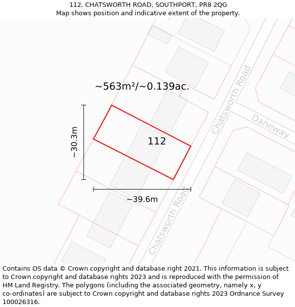 112, CHATSWORTH ROAD, SOUTHPORT, PR8 2QG: Plot and title map