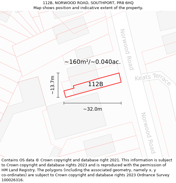 112B, NORWOOD ROAD, SOUTHPORT, PR8 6HQ: Plot and title map