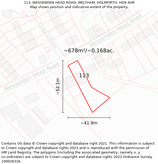 113, WESSENDEN HEAD ROAD, MELTHAM, HOLMFIRTH, HD9 4HR: Plot and title map