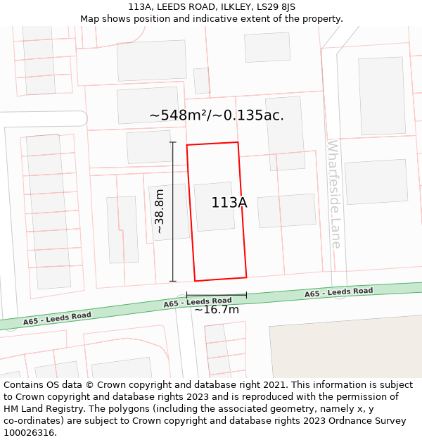 113A, LEEDS ROAD, ILKLEY, LS29 8JS: Plot and title map