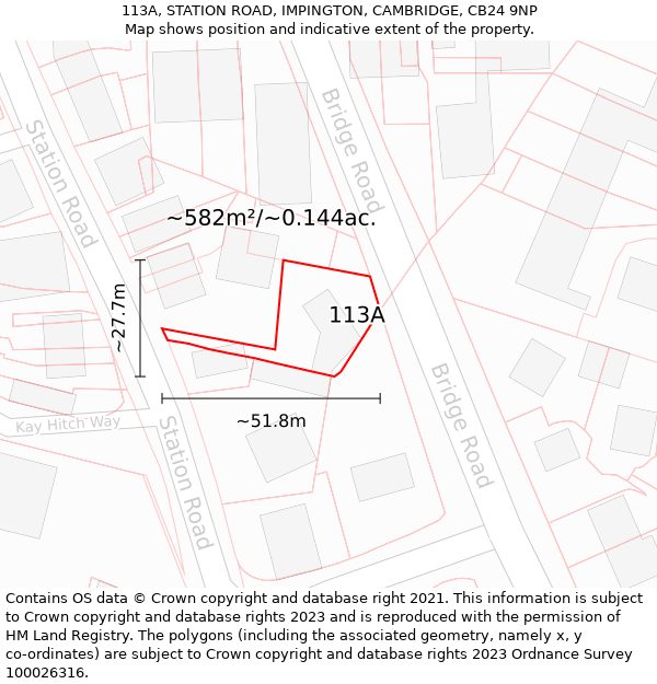 113A, STATION ROAD, IMPINGTON, CAMBRIDGE, CB24 9NP: Plot and title map