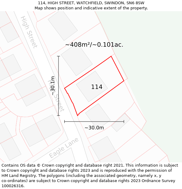 114, HIGH STREET, WATCHFIELD, SWINDON, SN6 8SW: Plot and title map