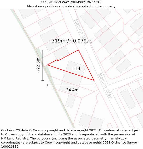 114, NELSON WAY, GRIMSBY, DN34 5UL: Plot and title map
