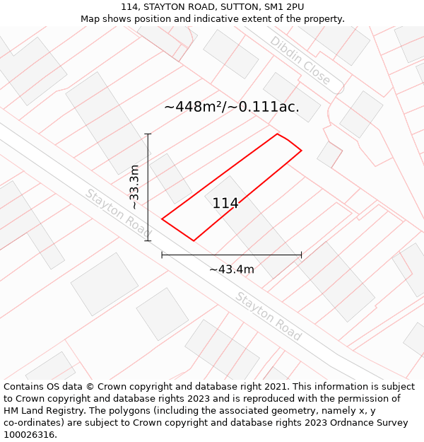 114, STAYTON ROAD, SUTTON, SM1 2PU: Plot and title map