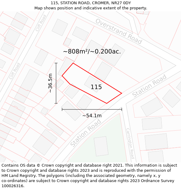 115, STATION ROAD, CROMER, NR27 0DY: Plot and title map