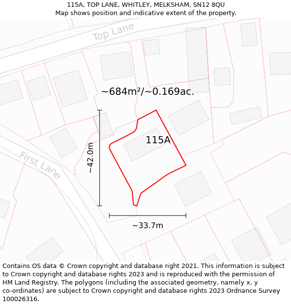 115A, TOP LANE, WHITLEY, MELKSHAM, SN12 8QU: Plot and title map