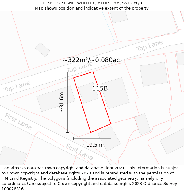 115B, TOP LANE, WHITLEY, MELKSHAM, SN12 8QU: Plot and title map