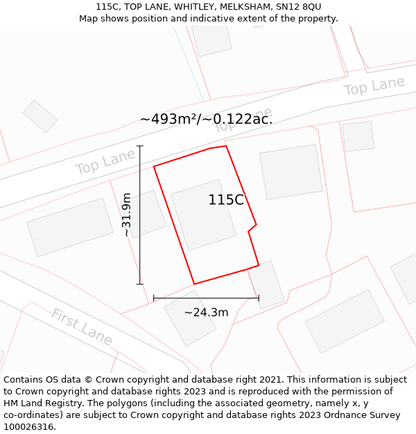 115C, TOP LANE, WHITLEY, MELKSHAM, SN12 8QU: Plot and title map