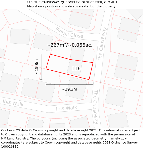 116, THE CAUSEWAY, QUEDGELEY, GLOUCESTER, GL2 4LH: Plot and title map