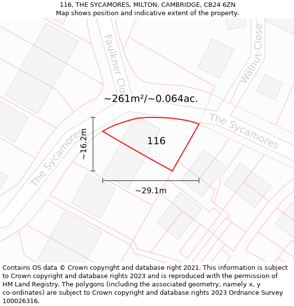 116, THE SYCAMORES, MILTON, CAMBRIDGE, CB24 6ZN: Plot and title map